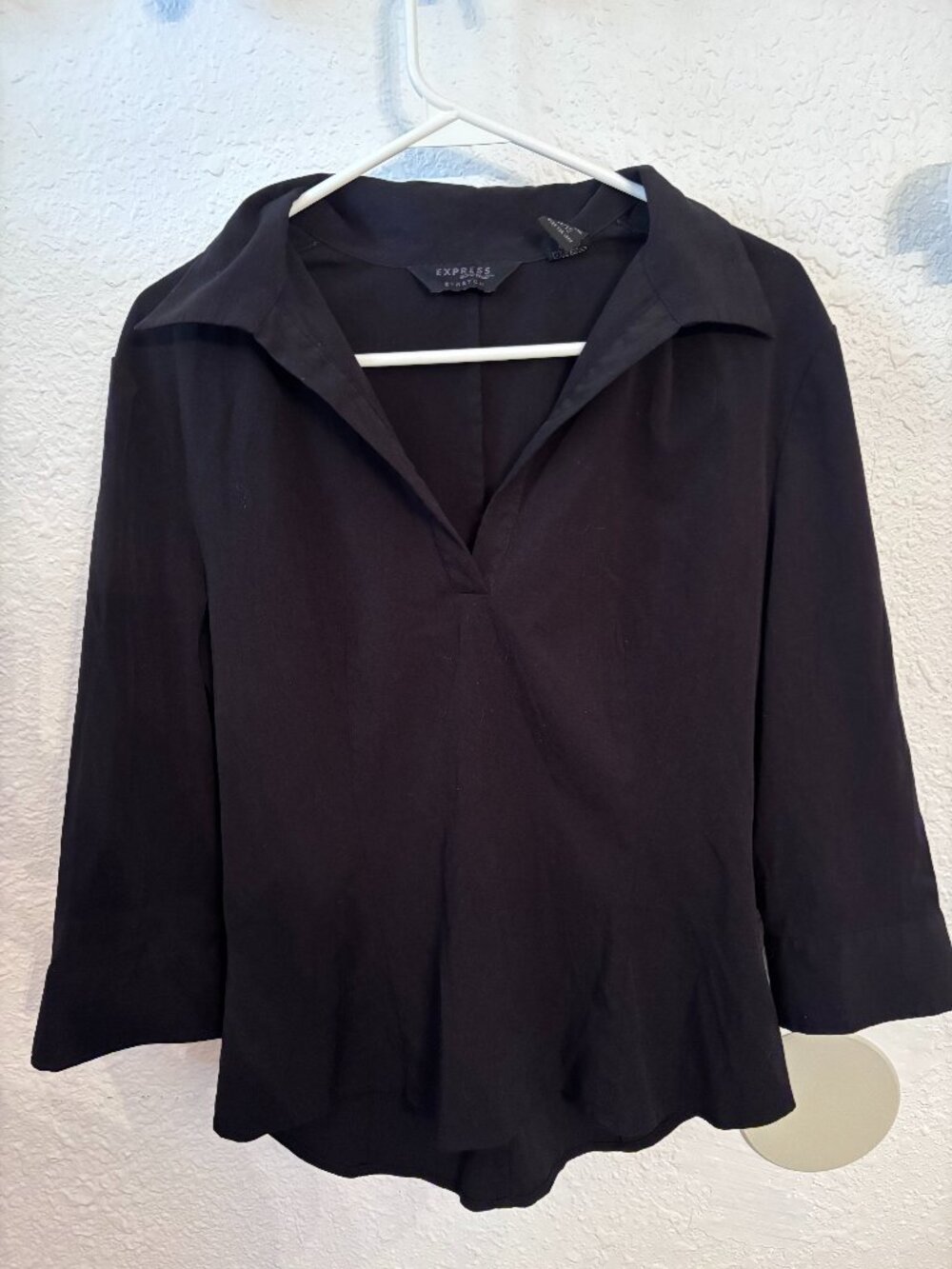 Vintage Express Collar Black Blouse L Y2K Retro Whimsigoth Office